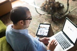 man using laptop
